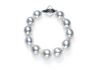12x13mm Australian White South Sea Baroque Cultured Pearl Bracelet   8 inches American Pearl Jewelry