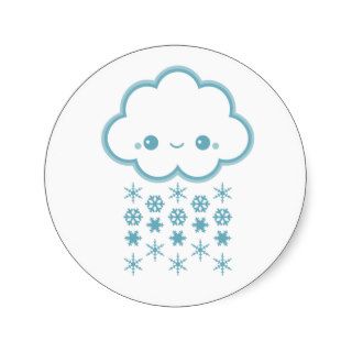 Kawaii Snow Cloud Round Stickers