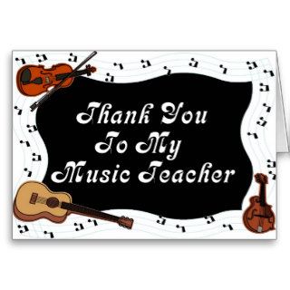 Thank You To My Music Teacher Cards