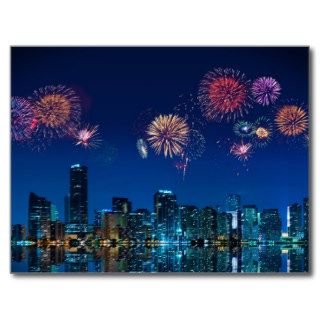 Fireworks in Miami   Postcard