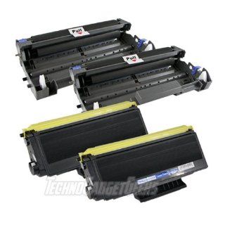 Techno Gadget Geeks 2pk DR 520 w/ 2pk TN 580 Drum and Toner Cartridge Combo for Brother Printer DCP 8060 DCP 8065DN HL 5250DN HL 5250DNT HL 5240 HL 5270DN HL 5280DW MFC 8660DN MFC 8460N MFC 8860DN MFC 8870DW Black 20,000 (drum) 6,700 (toner) pages Electro