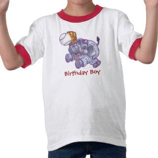 Elephant Baseball Star Birthday Boy TShirt