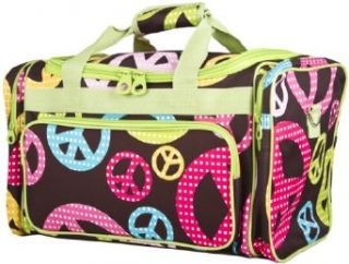 Green Multicolor Peace Signs Carry On Travel Duffle Bag   19 Inch Clothing