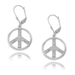 Sterling Silver Diamond Accent Peace Sign Earrings Diamond Earrings