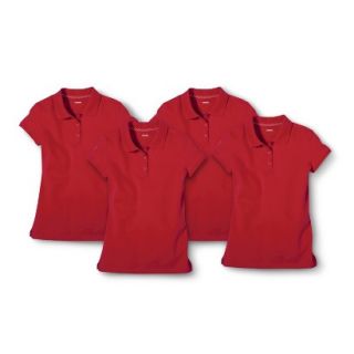 Cherokee Girls School Uniform 4 Pack Short Sleeve Pique Polo   Red Pop L