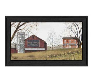 The Craft Room BJ118A 603 Main Pouch Barn, Country Themed Framed Script Canvas Like Print by Artist Billy Jacobs, 30x16 Inches   Shelving Hardware  
