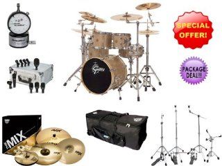 Gretsch New Classic NC F604 VG Vintage Glass 4 Piece Groove Drum Kit   INCLUDES Audix FP5 Drum Mics, Sabian Arena Mix Cymbal Pack, Gibraltar Hardware w/DOUBLE PEDAL, DrumDial Drum Tuner & Protection Racket LARGE Hardware Case on Wheels, EXCLUSIVE RECO