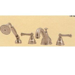 Aquabrass 8018 07418PCGD Polished Chrome Gold Bathroom Faucets Deckmount 4 pc Tub Faucet Set with Hand Shower   Tub And Shower Faucets  