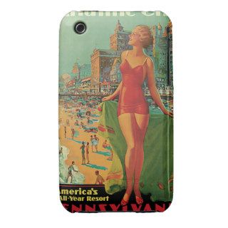Vintage Travel; Atlantic City Resort, Beach Blonde iPhone 3 Case Mate Cases