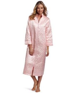 Casual Moments Women's Quilted Zip Front Robe, Pink, Small