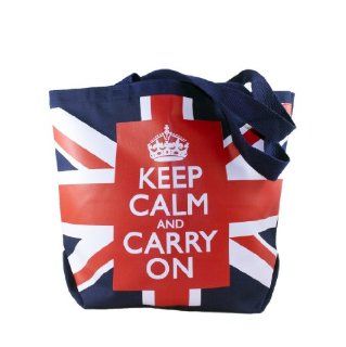 Keep Calm and Carry On Tote Bags Canvas Tote Bags Union Jack Flag Motivational Clothing
