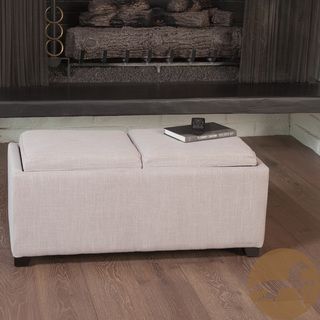 Christopher Knight Home Maxwell Beige Fabric Tray Ottoman Christopher Knight Home Ottomans