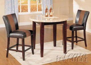 3pc Counter Height Dining Set with Faux Marble Top in Espresso Finish   Dining Room Furniture Sets
