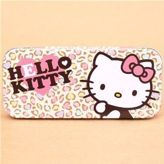 cute Hello Kitty pencil case tin can with leopard pattern Toys & Games