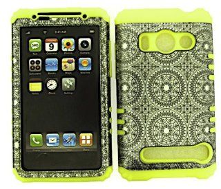 Cell Phone Skin Case Cover For Htc Evo 4g A9292 Gray Circles    Yellow Rubber Skin + Hard Case Cell Phones & Accessories