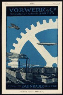 Antique Print ADVERTISING SCHEU MACHINE TOOLS VORWERK GEAR WHEEL GERMANY 1917   Lithographic Prints