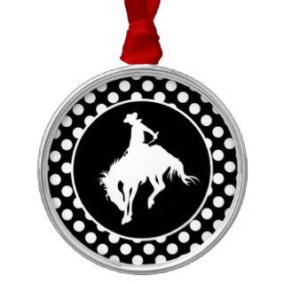 Black and White Polka Dots; Rodeo Cowboy Ornament