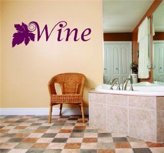 Wine With Grapes  COLORBURGUNDY   SIZE10"x40"   Sign Banner Kitchen Bar Home Decor Picture Art Graphic Design Mural Image Vinyl Wall   Best Selling Cling Transfer Decal   Wall Decor Stickers