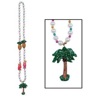Luau Party Beads w/Palm Tree Medallion Party Accessory (1 count) (1/Card) Toys & Games