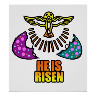HE IS RISEN JESUS EASTER EGG POSTERS
