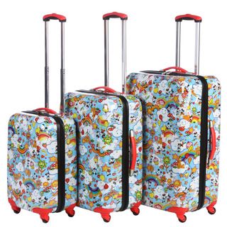 Disney by Heys 'Mickey' and 'Minnie' Rainbow Pattern 3 Piece Hardside Spinner Luggage Set Disney By Heys Three piece Sets