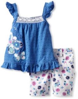 Nannette Girls 2 6X 2 Piece Woven Top And Short, Blue, 3T Clothing