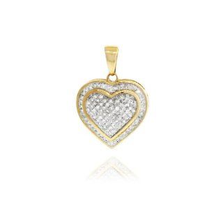 0.25 Carat Diamond Double shape Heart Pendant for Women in 14k Solid Yellow gold Gold Heart Pave Pendant Jewelry