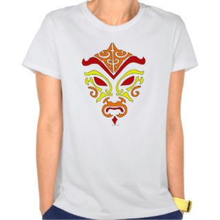 Tribal Tattoo Style Fiery Demonic Kabuki Mask T shirt