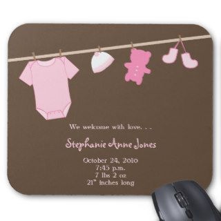 Clothesline with baby clothes & toys Baby Announce Mouse Pad