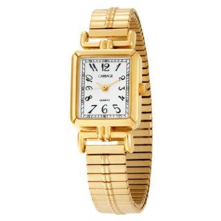 Carriage by Timex Women's C3C431 Gold Tone Rectangular Case White Dial Gold Tone Expansion Band Watch at  Women's Watch store.
