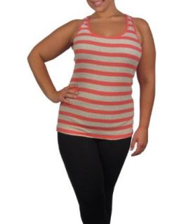 599fashion Plus size striped racer back tank Tank Top And Cami Shirts