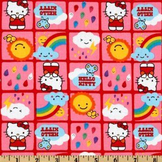 44'' Wide Hello Kitty Rain Or Shine Blocks Red/Pink Fabric By The Yard