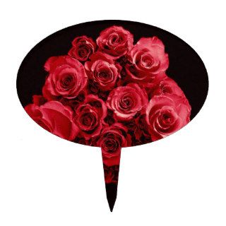 Elegant Red Rose Wedding Bouquet Cake Topper