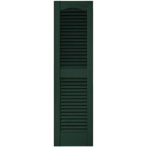 Builders Edge 12 in. x 43 in. Louvered Vinyl Exterior Shutters Pair in #122 Midnight Green 010120043122