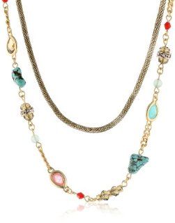 Martine Wester Jewelry Turquoise Colored and Rose Double Row Necklace, 21.5" Jewelry