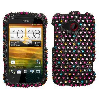 Rainbow Polka Dots Diamond Rhinestone Hard Cover Case for Htc Desire C by ApexGears Cell Phones & Accessories