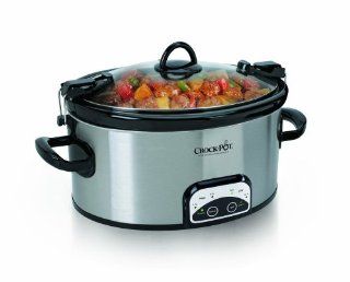 Crock Pot SCCPVL605 S 6 Quart Programmable Cook & Carry Oval Slow Cooker, Stainless Steel Kitchen & Dining