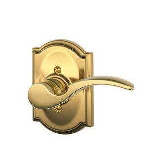 Schlage F170STA605CAMRH Polished Brass Single Dummy Single Dummy St. Annes Door Lever with the Decorative Camelot Rose for Right Handed Doors    