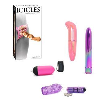 Icicles 36 Hand Blown Glass Strap On Pink WITH ULTIMATE SEX TOY KIT Health & Personal Care