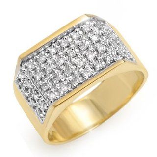 Natural 1.0 ctw Diamond Men's Ring 10K Yellow Gold Jewelry