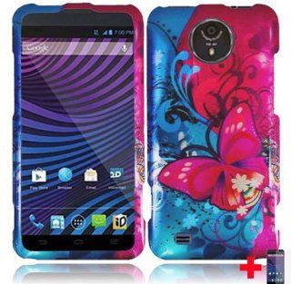 ZTE Vital N9810 Supreme RED BLUE PINK FLOWER BUTTERFLY BLISS HARD PLASTIC 2 PIECE SNAP ON CELL PHONE CASE + FREE SCREEN PROTECTOR, FROM [TRIPLE8ACCESSORIES] Cell Phones & Accessories