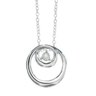 DiAura Sterling Silver Diamond Accent Double Circle Pendant Necklace Jewelry