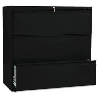 800 Series Three Drawer Lateral File, 42w x 19 1/4d x 40 7/8h, Black  Lateral File Cabinets 