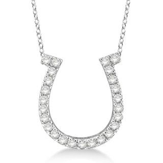 Diamond Horseshoe Pendant Necklace 14k White Gold (0.26ct) Allurez Jewelry