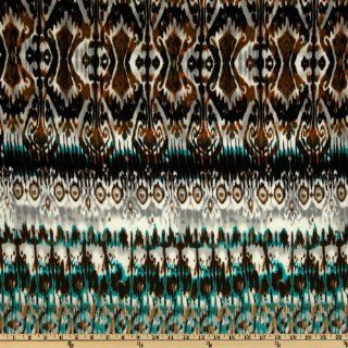58'' Wide Viva Hatchi Sweater Knit Ikat Aqua Fabric By The Yard