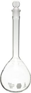 Kimax 28014 100 Borosilicate Glass 100mL, +/  0.08mL Tolerance, Round with Flat Bottom Class A Volumetric Flask, with Standard Taper Ground Glass Stopper (Pack of 6)