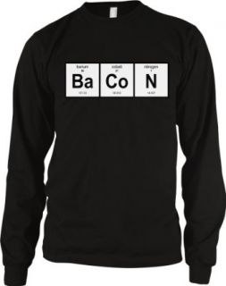 Periodic Table Bacon Men's Long Sleeve Thermal, Barium, Cobalt, Nitrogen Funny Bacon Elements Design Men's Thermal Shirt Novelty T Shirts Clothing