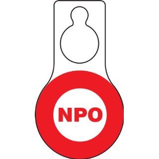 Accuform Signs TAD630 Plastic Shaped Door Knob Hanger Safety Tag, Legend "NPO", 5" Width x 9" Height x 15 mil Thickness, Red on White (Pack of 10) Industrial Warning Signs