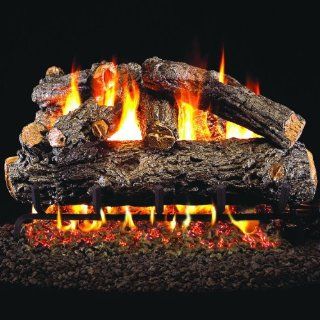 Peterson Real Fyre 36 inch Rustic Oak Designer Log Set With Vented Natural Gas G4 Burner   Match Light  