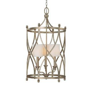 Capital Lighting 9082WG 484 Foyer with White Fabric Shades, Winter Gold Finish   Ceiling Pendant Fixtures  